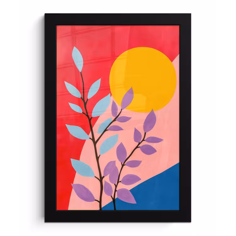Bladeren - Zon - Abstracte vormen fotolijst zwart zonder passe partout klein -3d