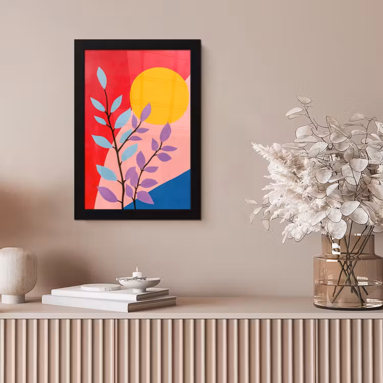 Bladeren - Zon - Abstracte vormen fotolijst zwart zonder passe partout klein -sfeer5
