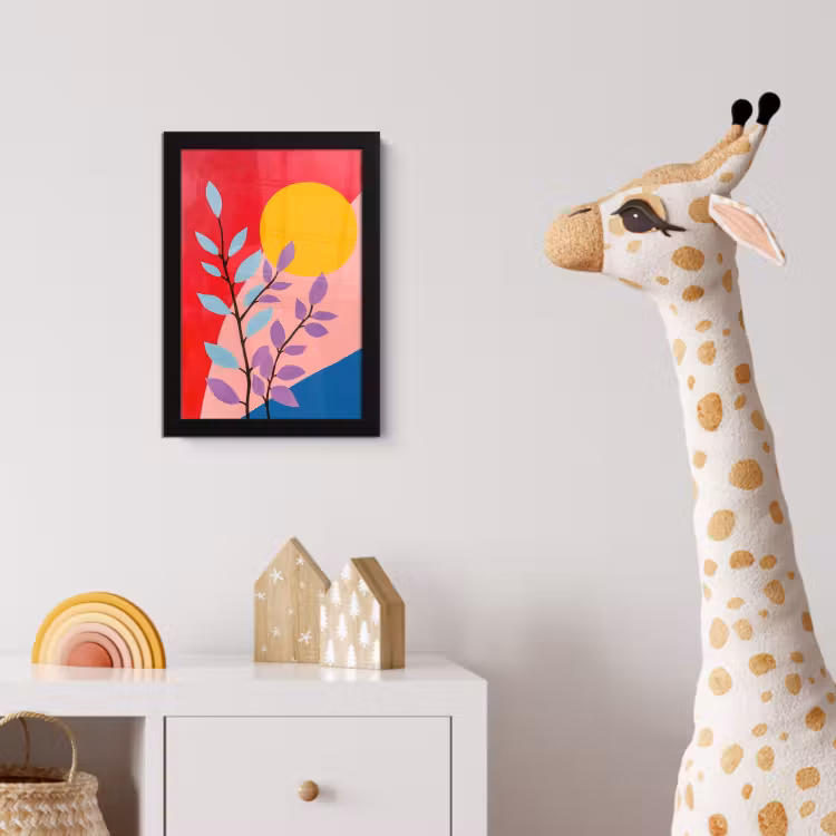 Bladeren - Zon - Abstracte vormen fotolijst zwart zonder passe partout klein -usfeer4_kinderkamer
