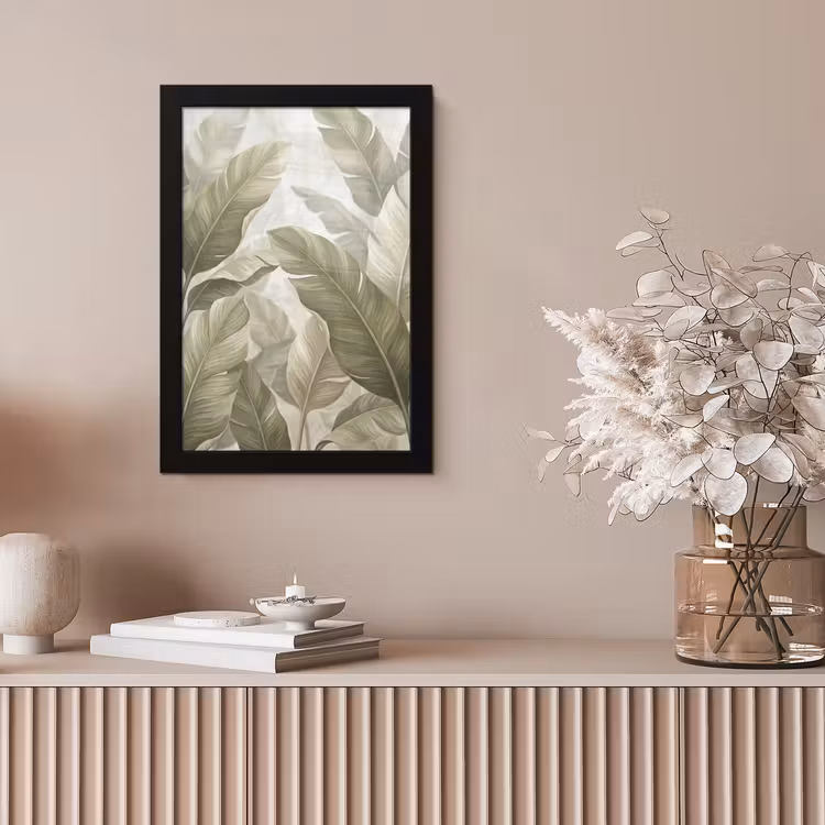 Bladeren - Tropisch - Natuur - Abstract - Beige fotolijst zwart zonder passe partout klein -sfeer5