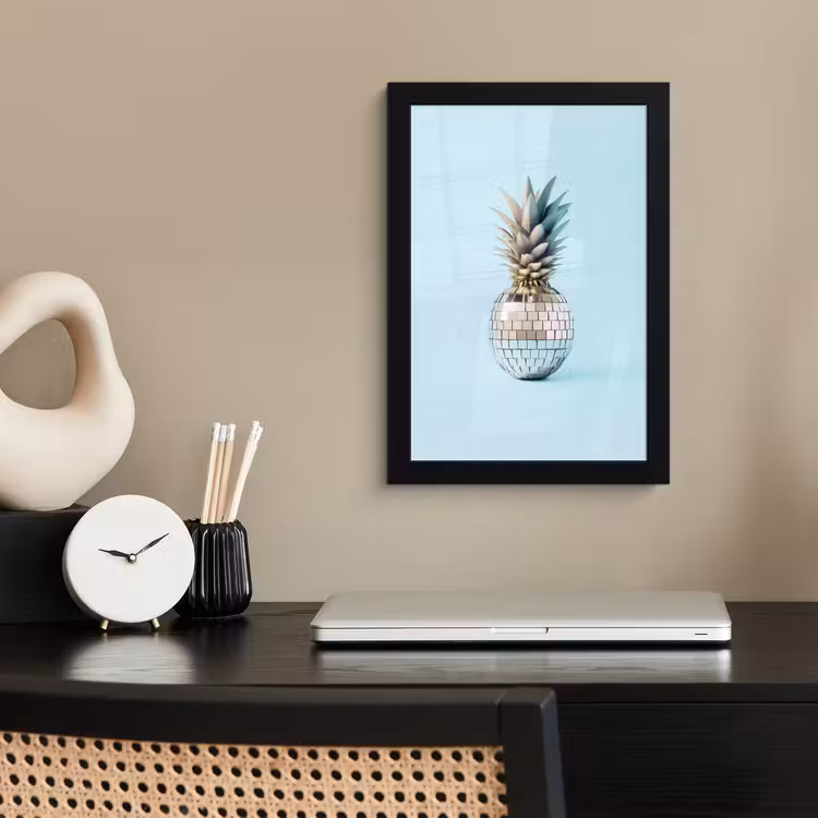 Blauw - Ananas - Disco - Discobal fotolijst zwart zonder passe partout klein -sfeer1