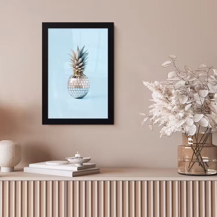 Blauw - Ananas - Disco - Discobal fotolijst zwart zonder passe partout klein -sfeer5