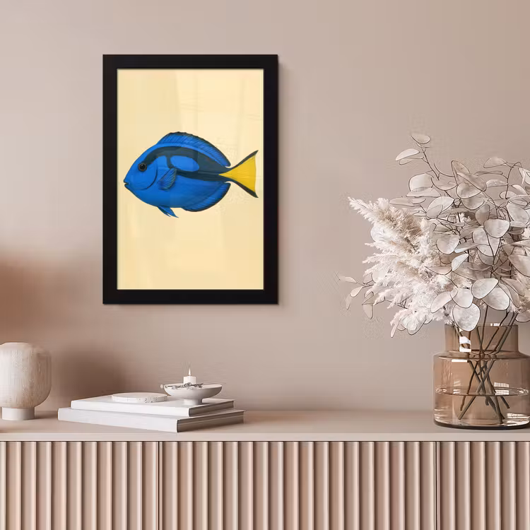 Blauw - Dory - Vis - Staartvin fotolijst zwart zonder passe partout klein -sfeer5