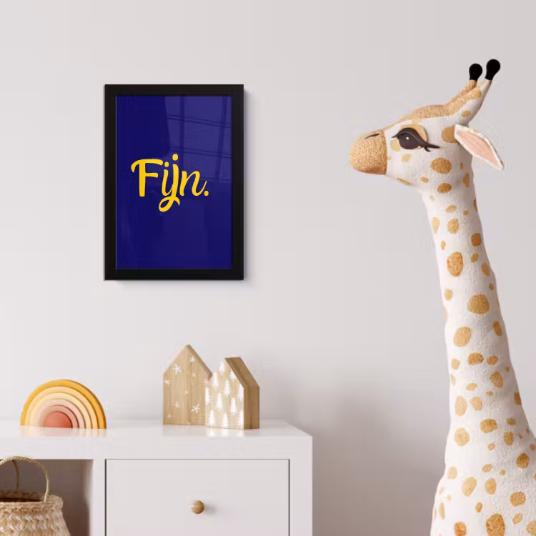 Blauw - Geel - Fijn fotolijst zwart zonder passe partout klein -usfeer4_kinderkamer