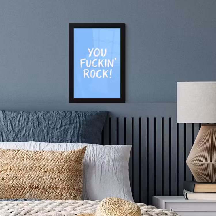 Blauw - Wit - You fuckin rock fotolijst zwart zonder passe partout klein -sfeer3