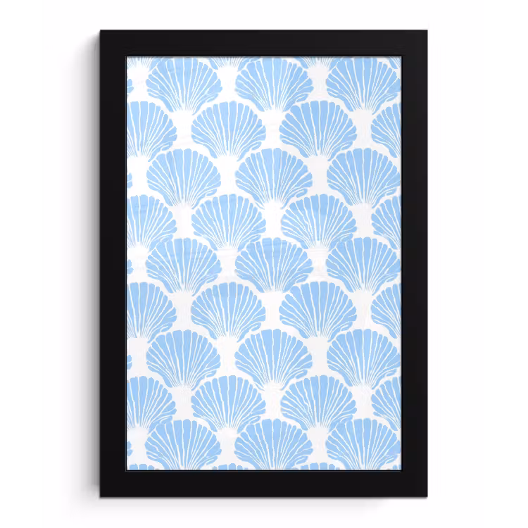 Blauw - Wit - Schelpen - Grafisch - Structuur fotolijst zwart zonder passe partout klein 224 -3d