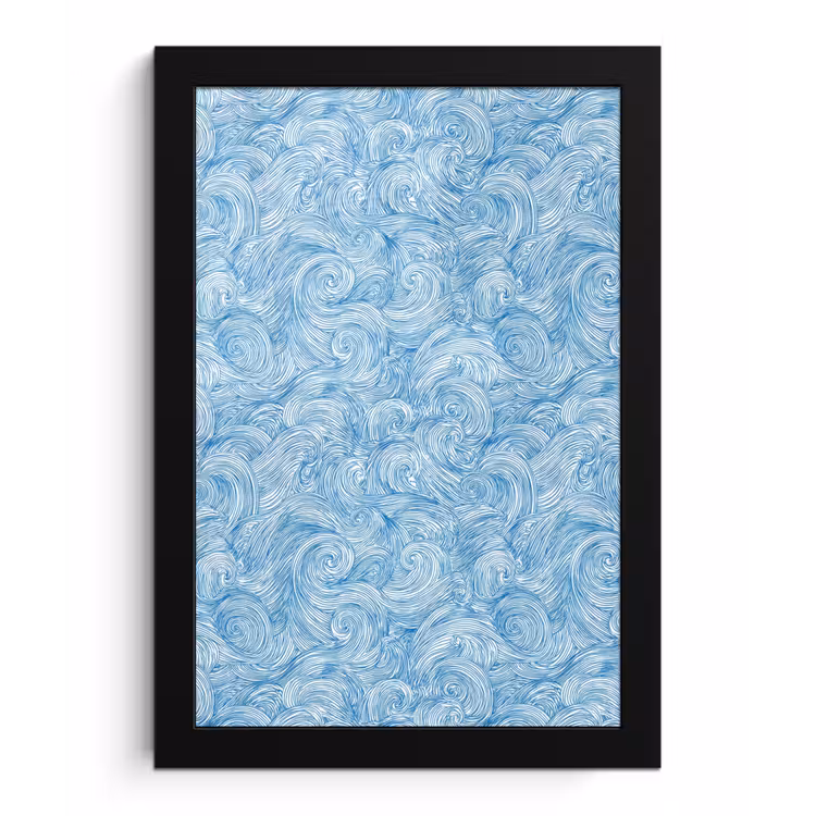 Blauw - Wit - Spiraal - Golven - Lijnen fotolijst zwart zonder passe partout klein 224 -3d