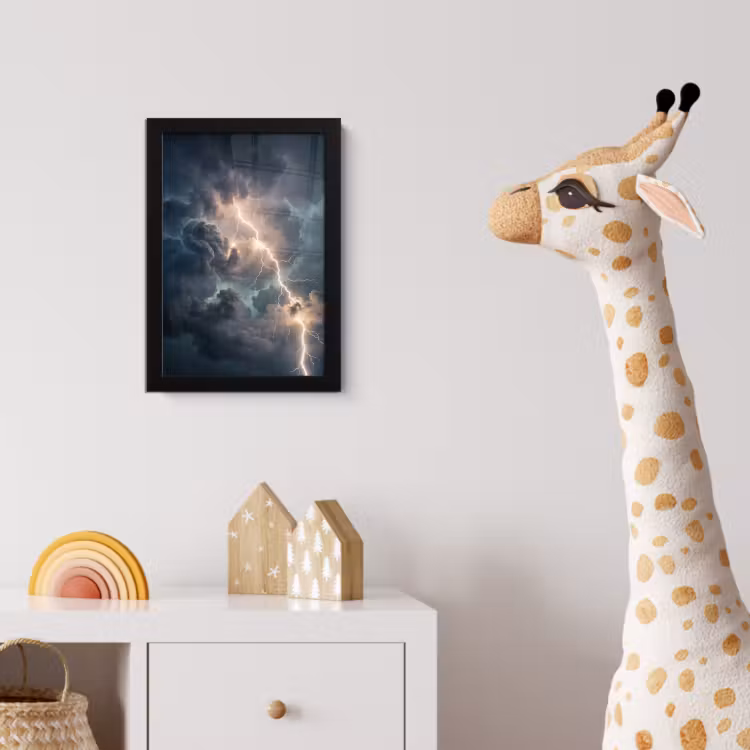 Bliksem - Storm - Natuur - Donker fotolijst zwart zonder passe partout klein -usfeer4_kinderkamer