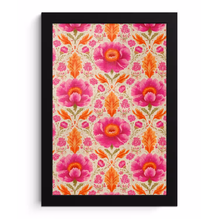 Bloemen - Barok - Roze - Oranje fotolijst zwart zonder passe partout klein 224 -3d