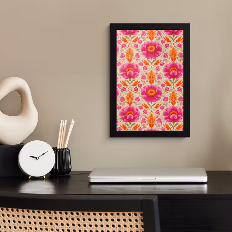 Bloemen - Barok - Roze - Oranje fotolijst zwart zonder passe partout klein 224 -sfeer1