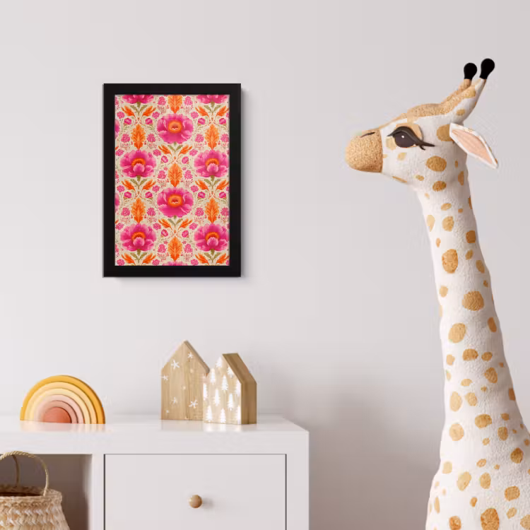 Bloemen - Barok - Roze - Oranje fotolijst zwart zonder passe partout klein 224 -usfeer4_kinderkamer