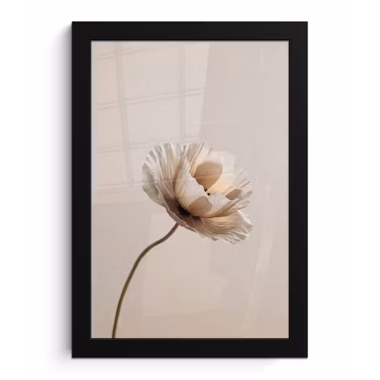 Bloem - Beige - Crème fotolijst zwart zonder passe partout klein -3d