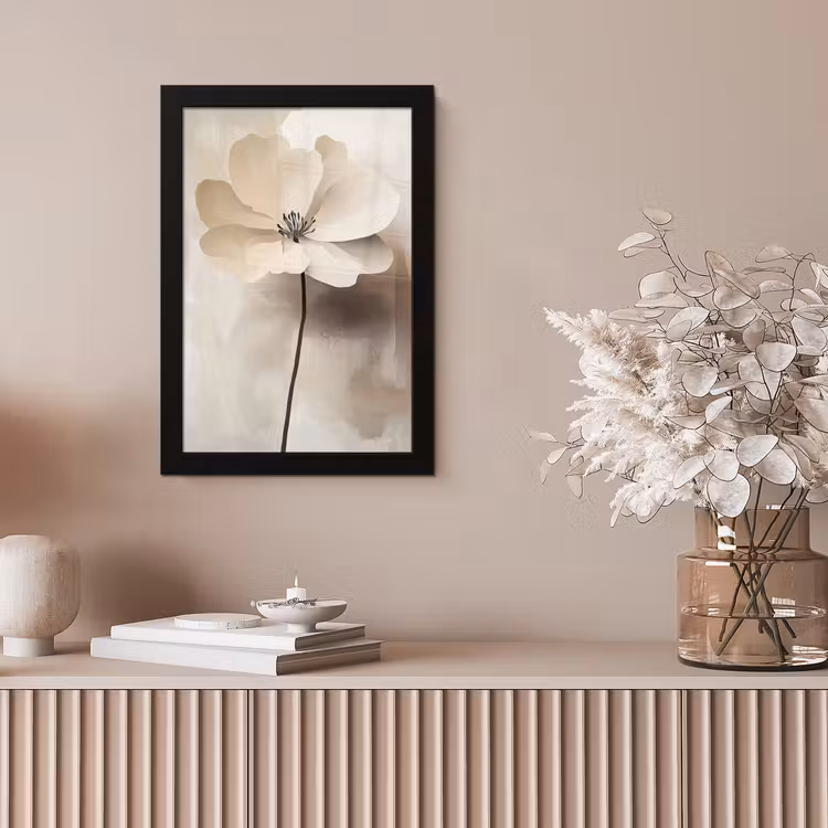 Bloem - Beige - Verf - Schaduw fotolijst zwart zonder passe partout klein -sfeer5