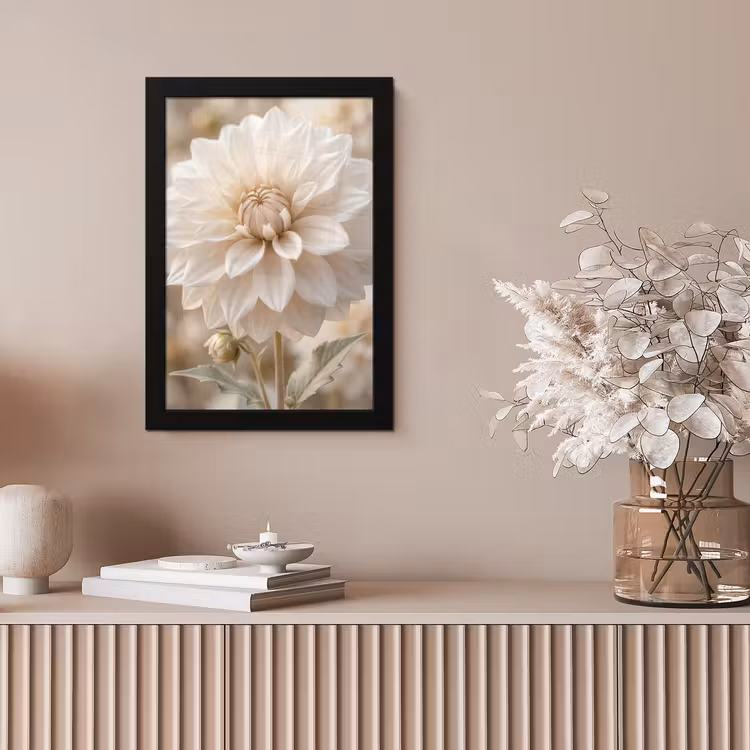 Bloem - Dahlia - Wit fotolijst zwart zonder passe partout klein -sfeer5