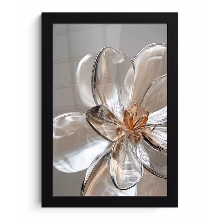 Bloem - Glazen - Doorzichtig fotolijst zwart zonder passe partout klein -3d
