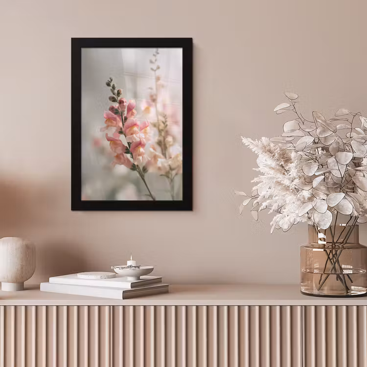 Bloem - Leeuwenbek - Roze - Stengel fotolijst zwart zonder passe partout klein -sfeer5
