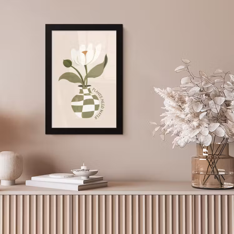 Bloem - Wit - Vaas - Quote fotolijst zwart zonder passe partout klein -sfeer5