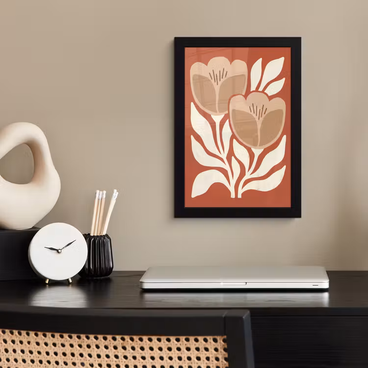 Bloemen - Abstract - Modern - Beige - Natuur fotolijst zwart zonder passe partout klein -sfeer1