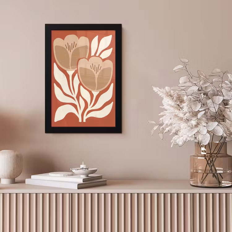 Bloemen - Abstract - Modern - Beige - Natuur fotolijst zwart zonder passe partout klein -sfeer5