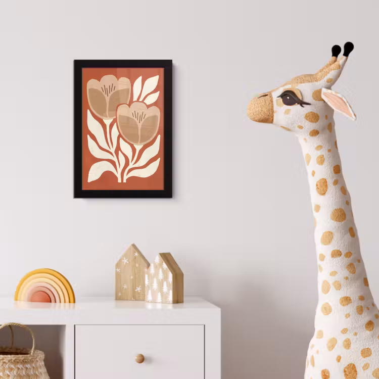 Bloemen - Abstract - Modern - Beige - Natuur fotolijst zwart zonder passe partout klein -usfeer4_kinderkamer