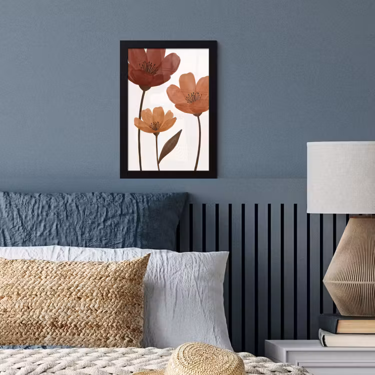 Bloemen - Abstract - Modern - Bruin - Decoratief fotolijst zwart zonder passe partout klein -sfeer3