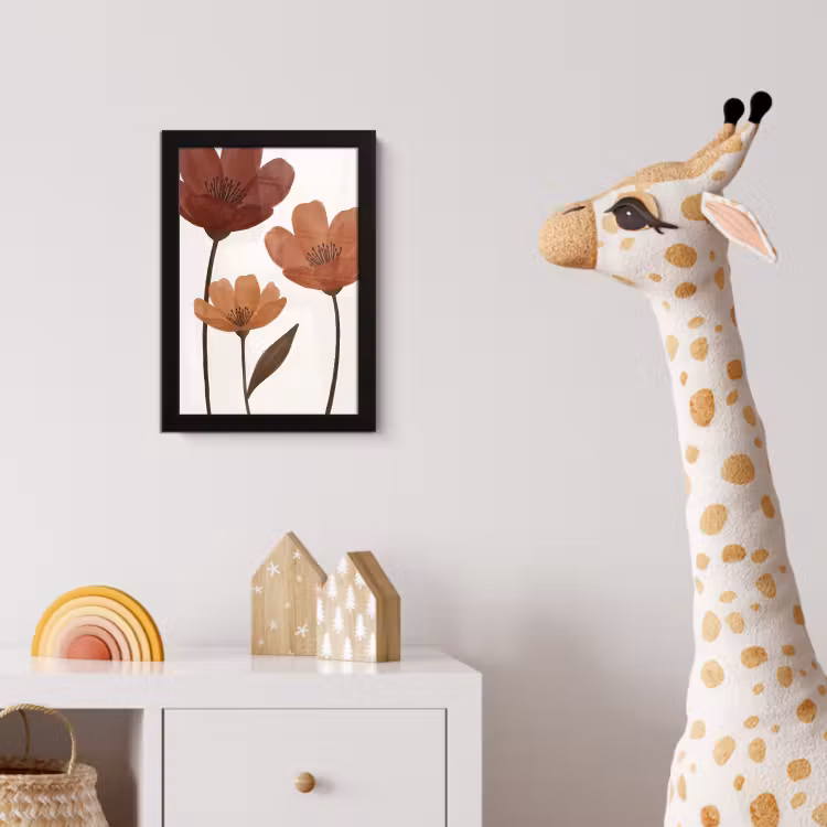 Bloemen - Abstract - Modern - Bruin - Decoratief fotolijst zwart zonder passe partout klein -usfeer4_kinderkamer