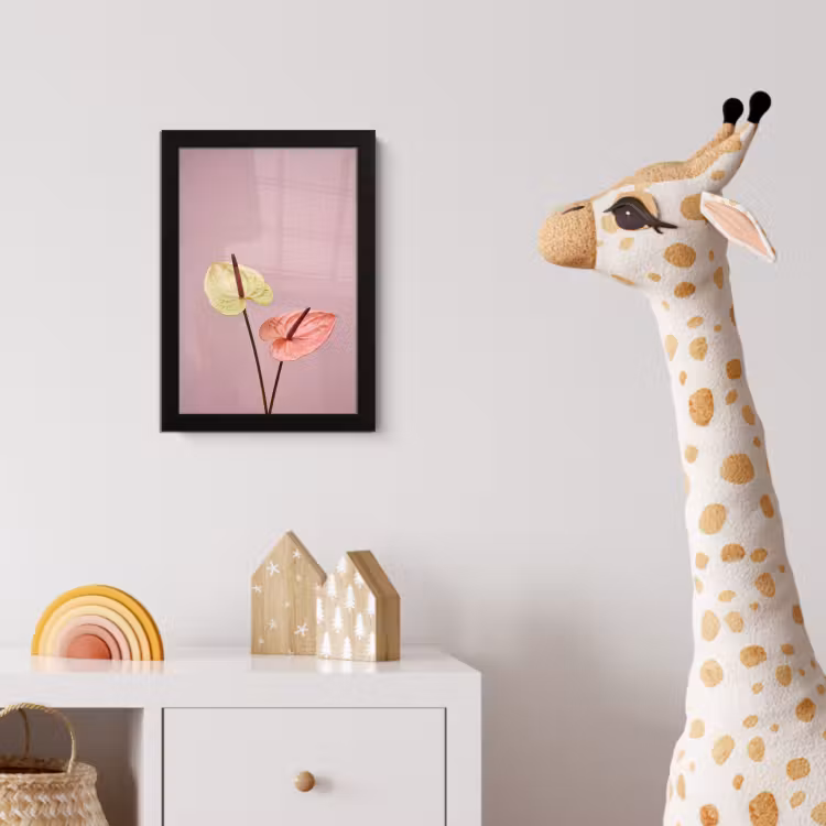 Bloemen - Anthuriums - Geel - Roze fotolijst zwart zonder passe partout klein -usfeer4_kinderkamer