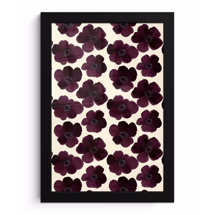 Bloemen - Aquarel - Paars fotolijst zwart zonder passe partout klein 224 -3d