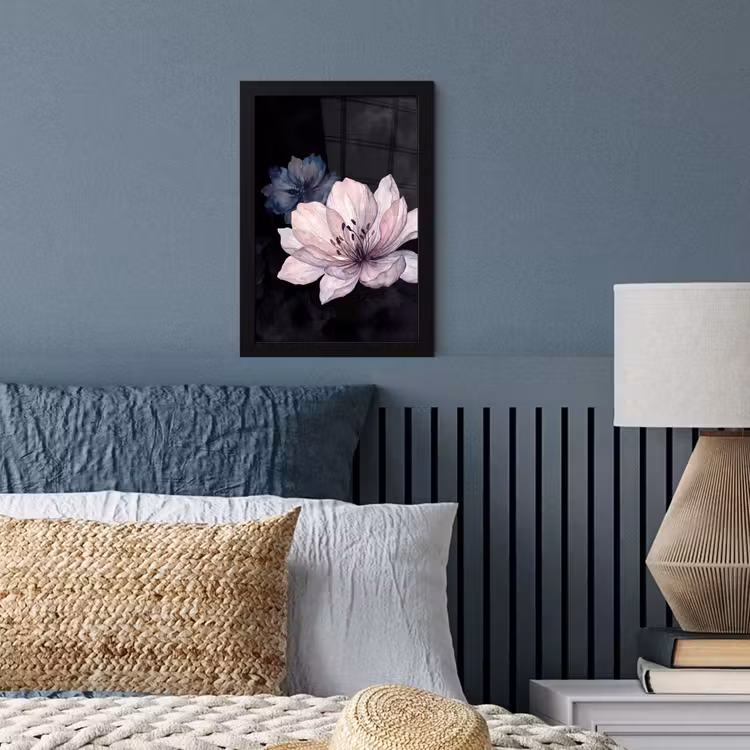 Bloemen - Aquarel - Modern - Roze - Donker fotolijst zwart zonder passe partout klein -sfeer3