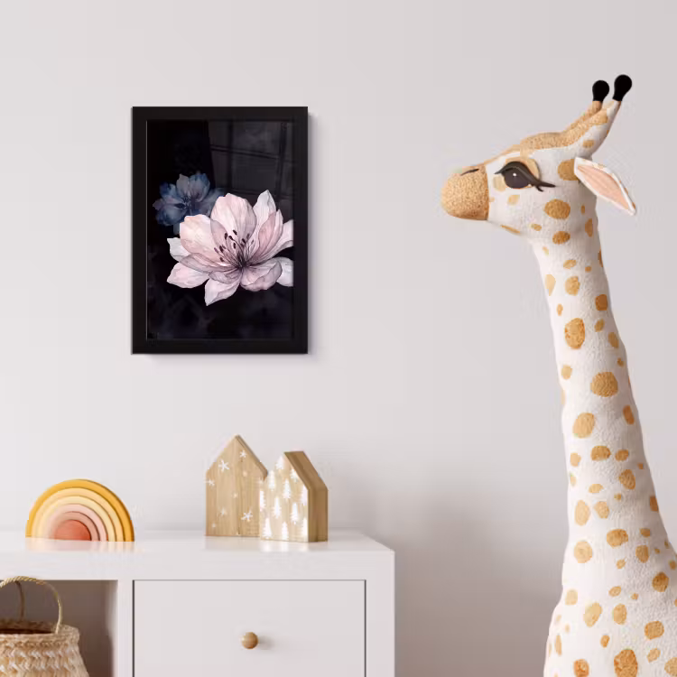 Bloemen - Aquarel - Modern - Roze - Donker fotolijst zwart zonder passe partout klein -usfeer4_kinderkamer