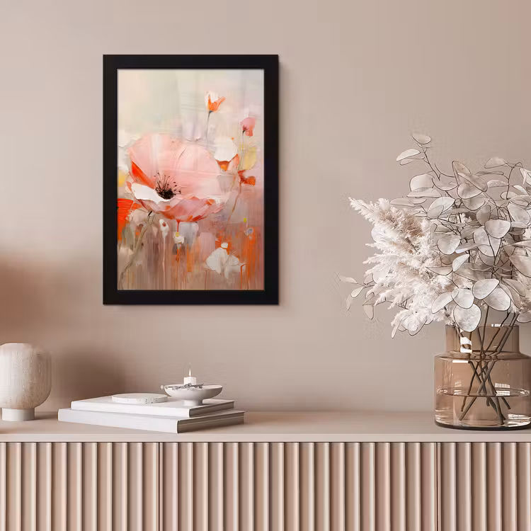 Bloemen - Watercolor - Roze - Abstract - Kunst fotolijst zwart zonder passe partout klein -sfeer5