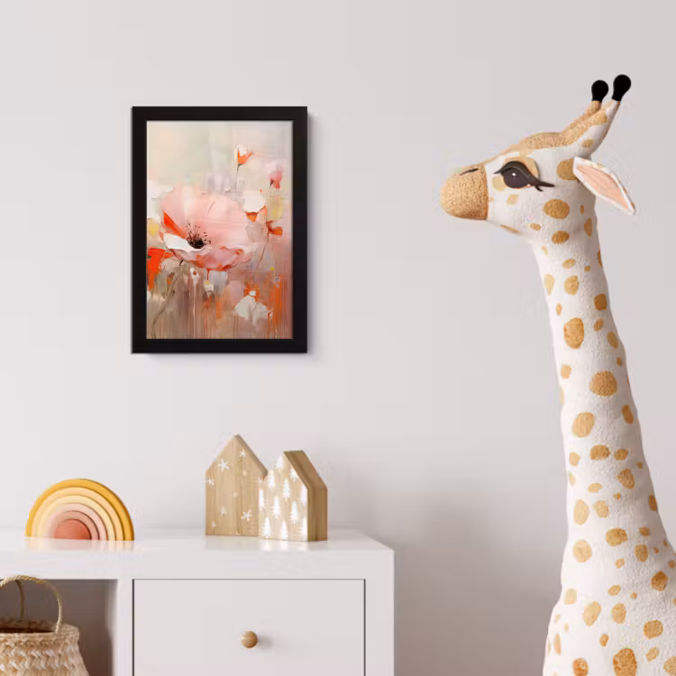 Bloemen - Watercolor - Roze - Abstract - Kunst fotolijst zwart zonder passe partout klein -usfeer4_kinderkamer