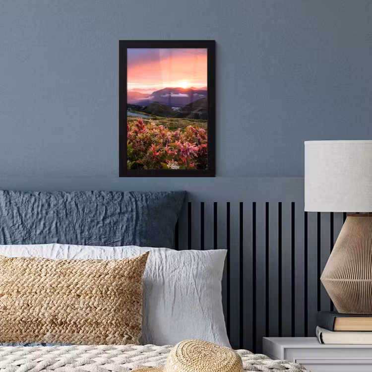 Bloemen - Bergen - Landschap - Nacht - Lucht - Roze fotolijst zwart zonder passe partout klein -sfeer3