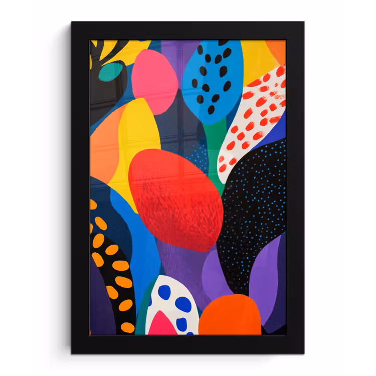Bloemen - Bladeren - Abstract - Rood fotolijst zwart zonder passe partout klein -3d