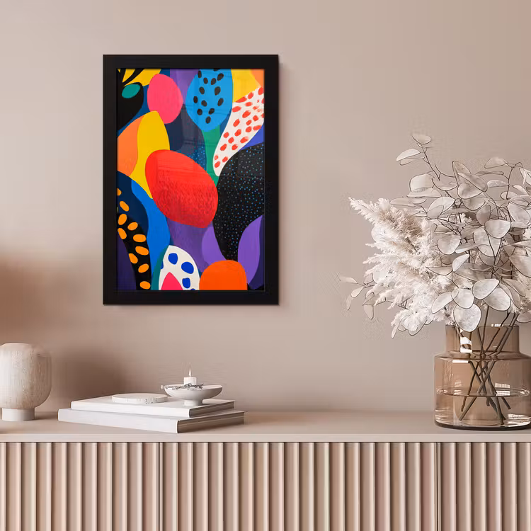 Bloemen - Bladeren - Abstract - Rood fotolijst zwart zonder passe partout klein -sfeer5