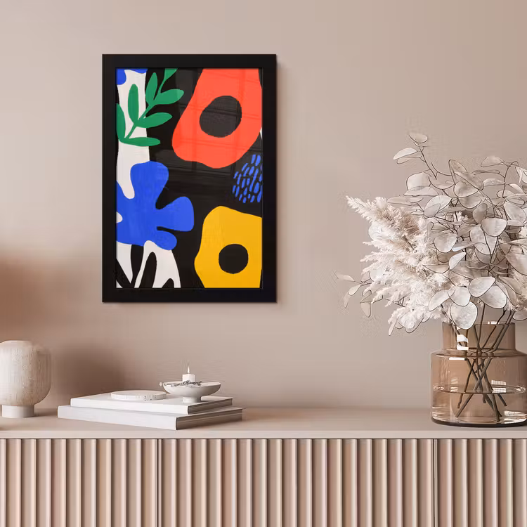 Bloemen - Bladeren - Abstract - Zwart fotolijst zwart zonder passe partout klein -sfeer5