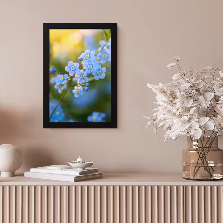 Bloemetjes - Blauw - Vergeet mij nietjes fotolijst zwart zonder passe partout klein -sfeer5
