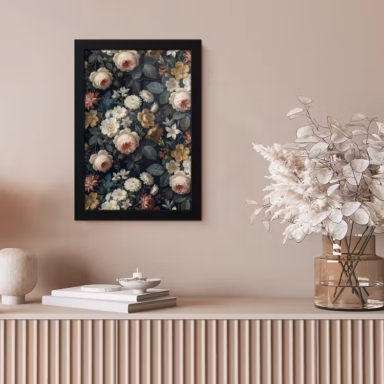 Bloemen - Boeket - Botanisch - Vintage - Donkere achtergrond fotolijst zwart zonder passe partout klein -sfeer5