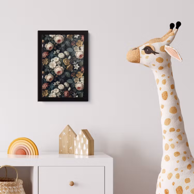Bloemen - Boeket - Botanisch - Vintage - Donkere achtergrond fotolijst zwart zonder passe partout klein -usfeer4_kinderkamer