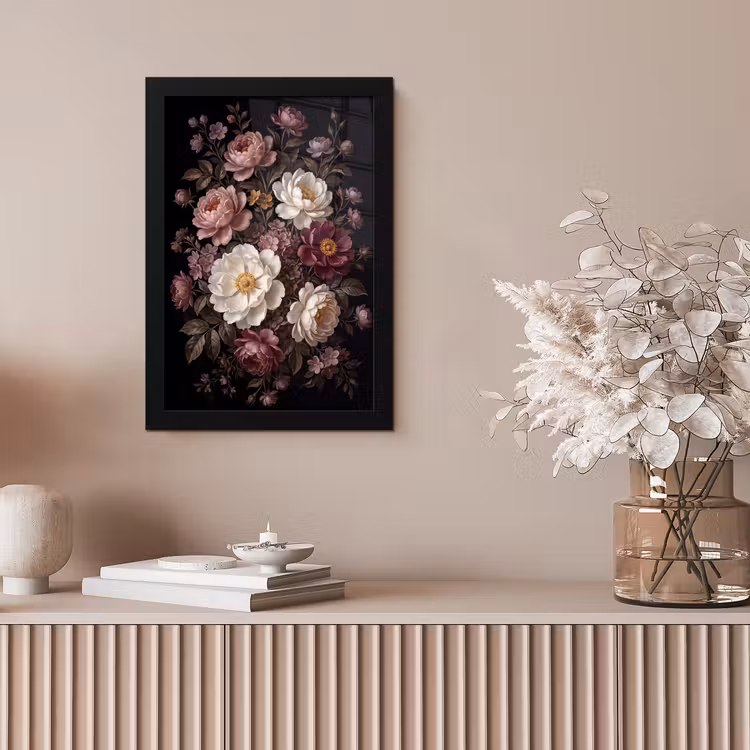 Bloemen - Boeket - Klassiek - Donker - Rood fotolijst zwart zonder passe partout klein -sfeer5