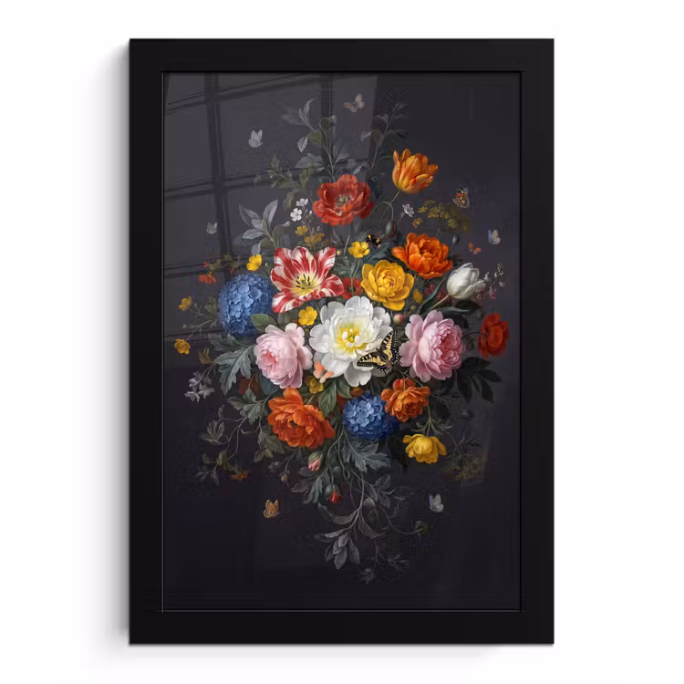Bloemen - Boeket - Klassiek - Kleurrijk - Natuur fotolijst zwart zonder passe partout klein -3d