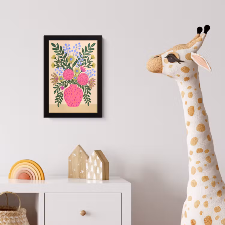 Bloemen - Boeket - Natuur - Abstract - Roze fotolijst zwart zonder passe partout klein -usfeer4_kinderkamer