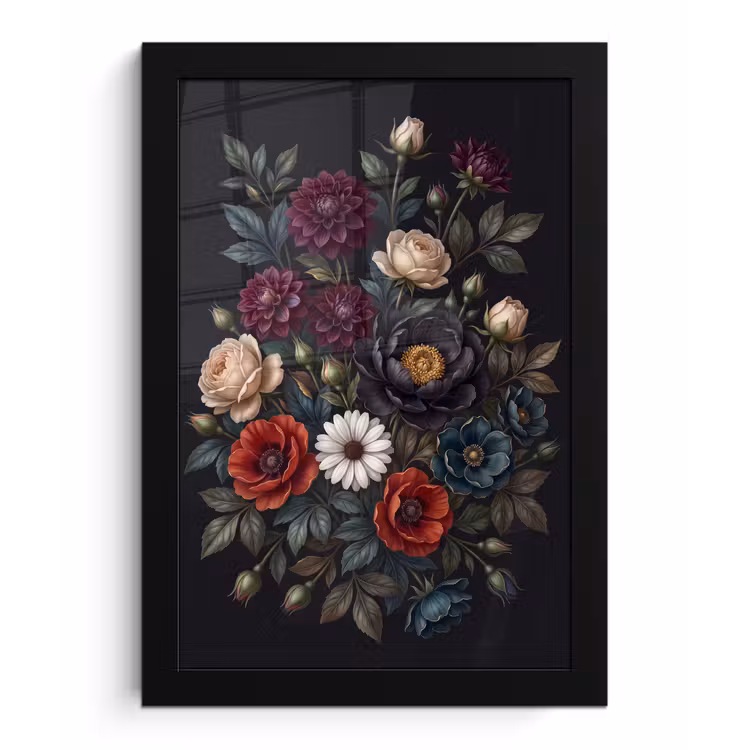 Bloemen - Boeket - Natuur - Klassiek - Weelderig fotolijst zwart zonder passe partout klein -3d