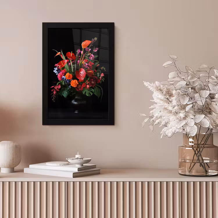 Bloemen - Boeket - Sierlijk fotolijst zwart zonder passe partout klein -sfeer5