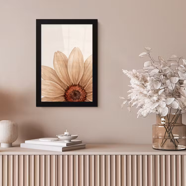 Bloemen - Bloemblad - Natuur - Aquarel - Beige fotolijst zwart zonder passe partout klein -sfeer5