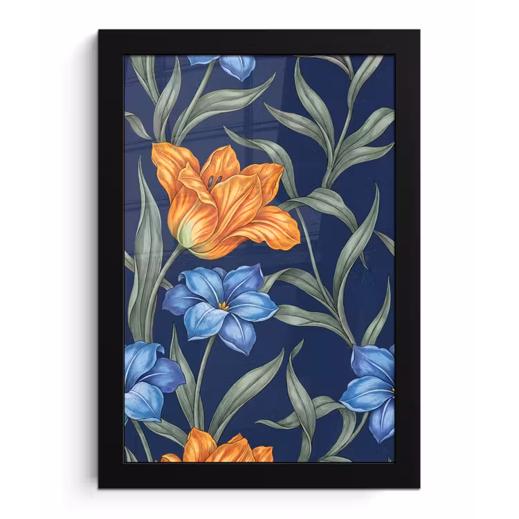 Bilder mit Rahmen - Blumen – Botanik – Muster - Bloemen - Botanisch - Patroon fotolijst zwart zonder passe partout klein