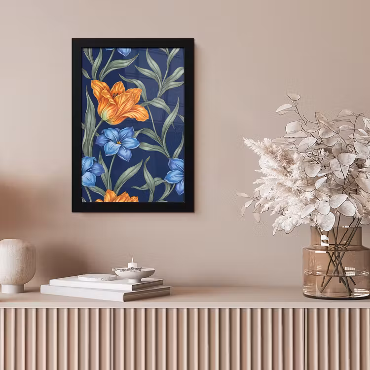 Bilder mit Rahmen - Blumen – Botanik – Muster - Bloemen - Botanisch - Patroon fotolijst zwart zonder passe partout klein