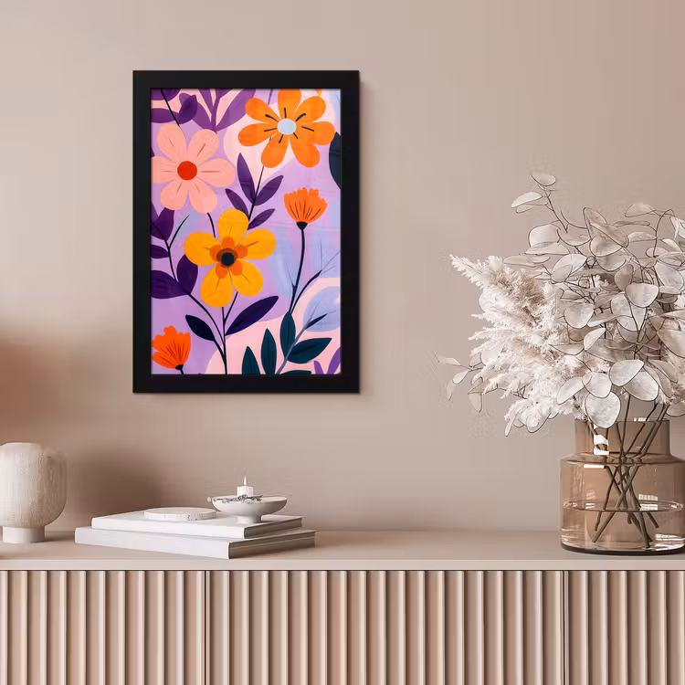 Bloemen - Kleurrijk - Bladeren fotolijst zwart zonder passe partout klein -sfeer5