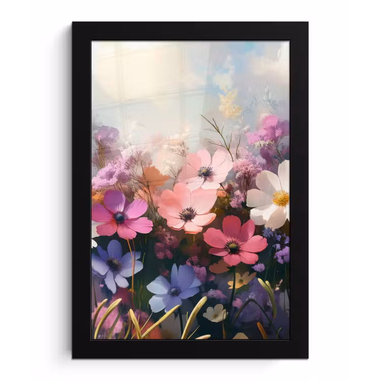 Bloemen - Kleurrijk - Bloei fotolijst zwart zonder passe partout klein -3d