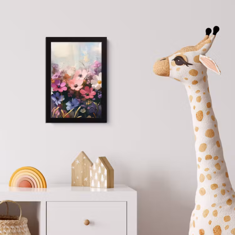 Bloemen - Kleurrijk - Bloei fotolijst zwart zonder passe partout klein -usfeer4_kinderkamer